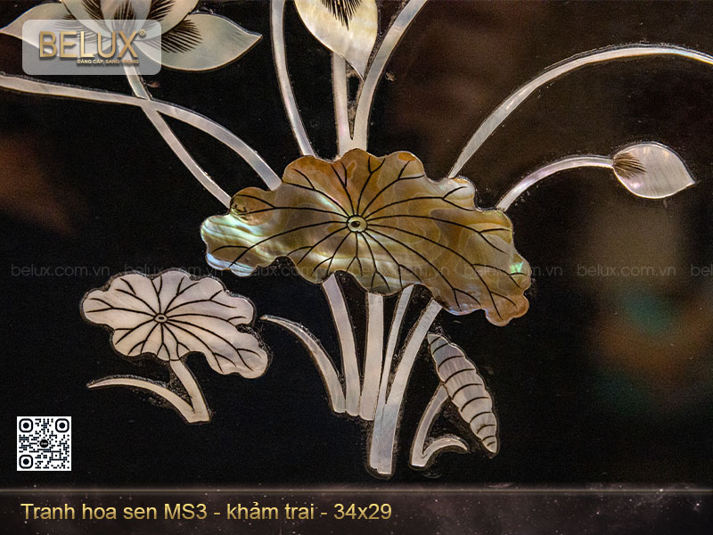 Tranh hoa sen khảm trai MS3 kt 34x29cm&nbsp;